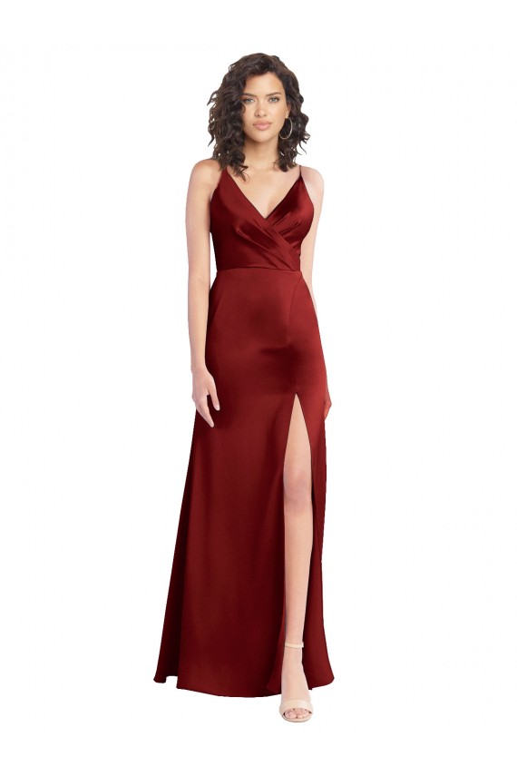 Stretch Satin V-Neck Sleeveless V-Back Long Formal Dress / Bridesmaid Dress Kent