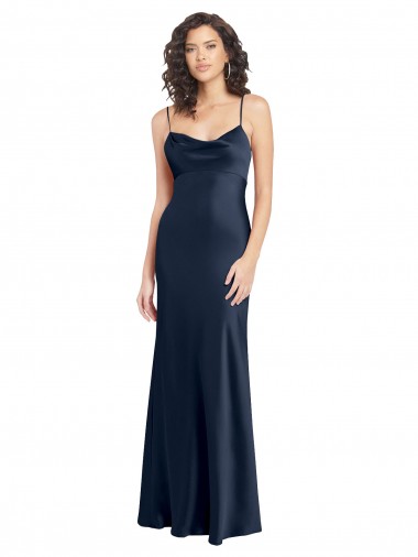 Stretch Satin Cowl Neck Sleeveless Open Back Long Black Tie Evening Gown / Prom Dress / Bridesmaid Dress Kent