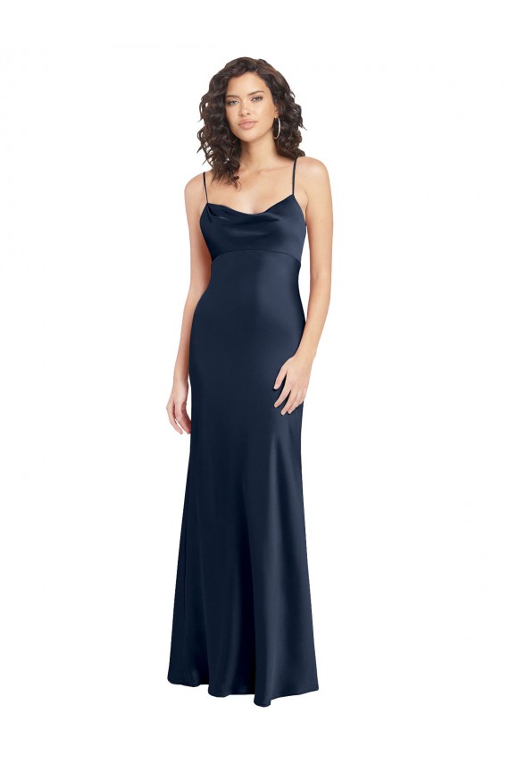 Stretch Satin Cowl Neck Sleeveless Open Back Long Black Tie Evening Gown / Prom Dress / Bridesmaid Dress Kent