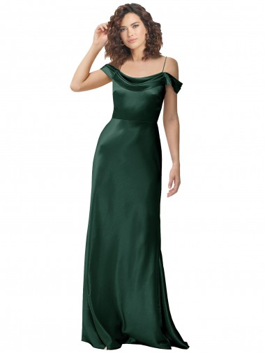 Stretch Satin Off the Shoulder Sleeveless V-Back Long Formal Evening Gown / Prom Dress / Bridesmaid Dress Kent
