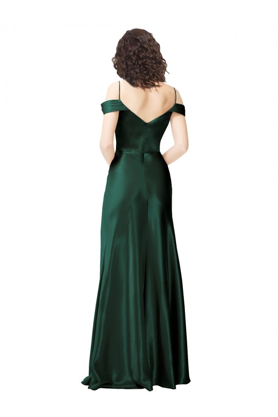 Stretch Satin Off the Shoulder Sleeveless V-Back Long Formal Evening Gown / Prom Dress / Bridesmaid Dress Kent