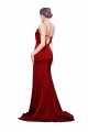 Stretch Satin Spaghetti Straps Sleeveless Open Back Sweep Train Black Tie Evening Gown / Prom Dress / Bridesmaid Dress Kent