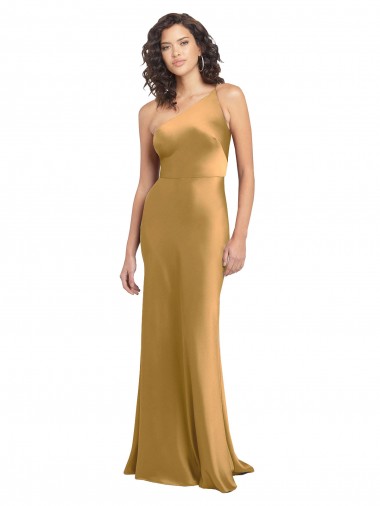Stretch Satin One Shoulder Sleeveless Long Formal Evening Gown / Prom Dress / Bridesmaid Dress Kent