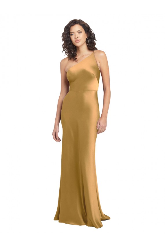 Stretch Satin One Shoulder Sleeveless Long Formal Evening Gown / Prom Dress / Bridesmaid Dress Kent