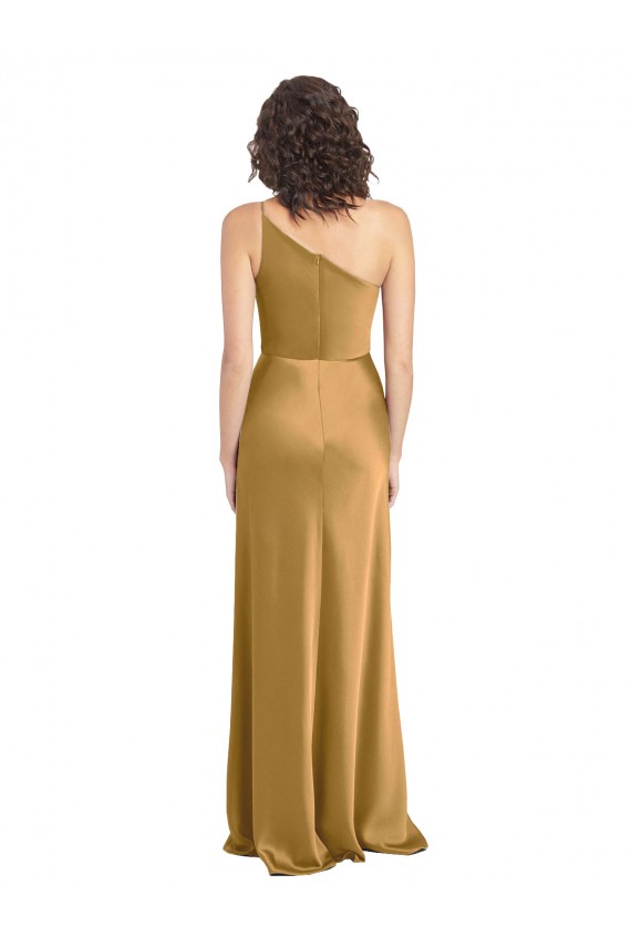 Stretch Satin One Shoulder Sleeveless Long Formal Evening Gown / Prom Dress / Bridesmaid Dress Kent