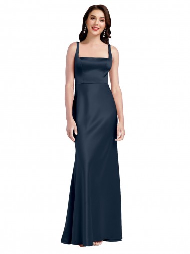 Stretch Satin Square Neck Sleeveless Low Back Long Formal Evening Gown / Prom Dress / Bridesmaid Dress Kent