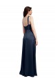 Stretch Satin Cowl Neck Sleeveless Low Back Dark Navy Long Formal Evening Gown / Prom Dress / Bridesmaid Dress Kent