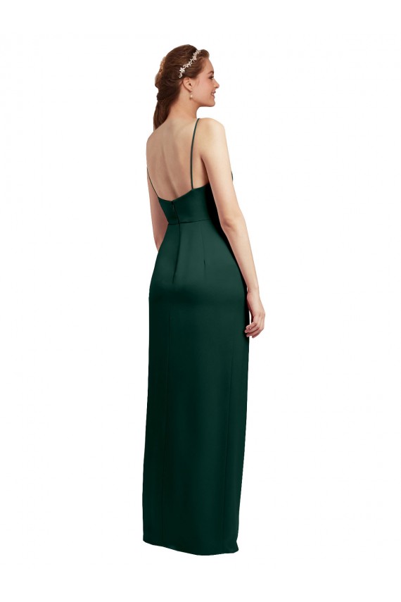Stretch Satin Spaghetti Straps Sleeveless Low Back Hunter Long Formal Evening Gown / Prom Dress / Bridesmaid Dress Kent