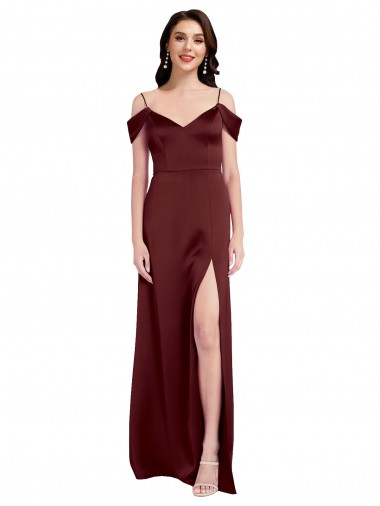 Stretch Satin Off the Shoulder Sleeveless Long Formal Dress / Bridesmaid Dress Kent