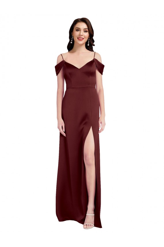 Stretch Satin Off the Shoulder Sleeveless Long Formal Dress / Bridesmaid Dress Kent