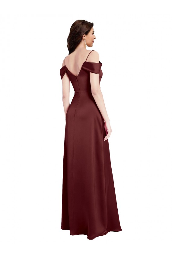 Stretch Satin Off the Shoulder Sleeveless Long Formal Dress / Bridesmaid Dress Kent