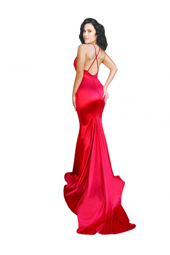 Stretch Satin Sweetheart Sleeveless Low Back Red Long Formal Evening Gown / Prom Dress / Bridesmaid Dress Kent