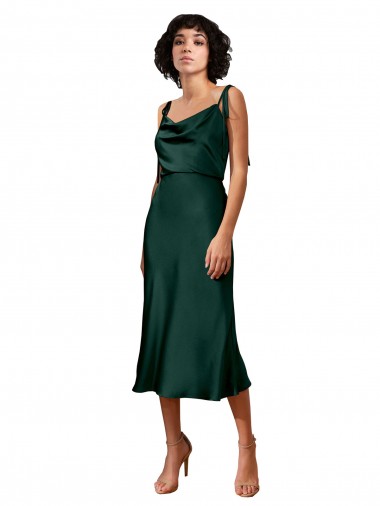 Stretch Satin Cowl Neck Sleeveless Midi Length Black Tie Evening Gown / Prom Dress / Bridesmaid Dress Kent