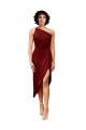 Stretch Satin One Shoulder Sleeveless Midi Length Black Tie Evening Gown / Prom Dress / Bridesmaid Dress Kent