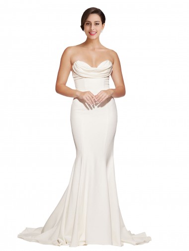 Stretch Satin Cowl Neck Sleeveless Low Back Sweep Train Formal Evening Gown / Prom Dress / Bridesmaid Dress Kent