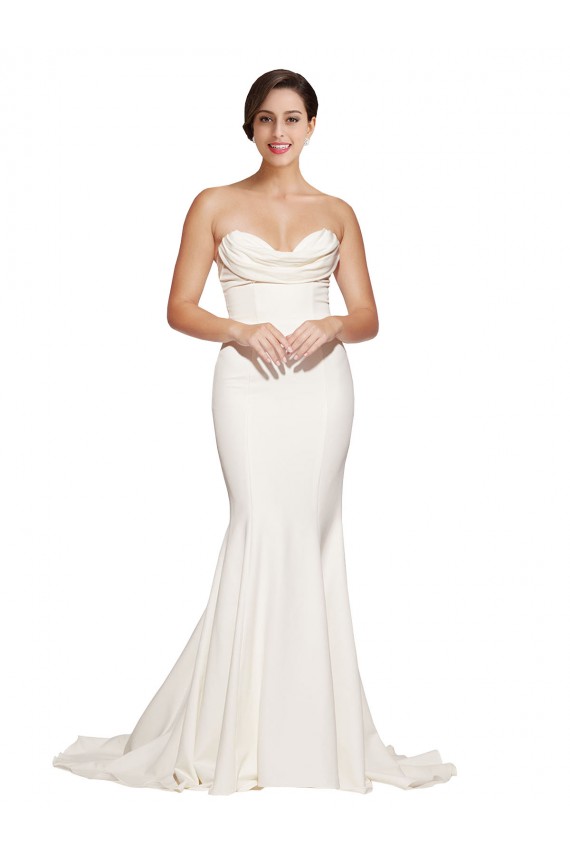 Stretch Satin Cowl Neck Sleeveless Low Back Sweep Train Formal Evening Gown / Prom Dress / Bridesmaid Dress Kent