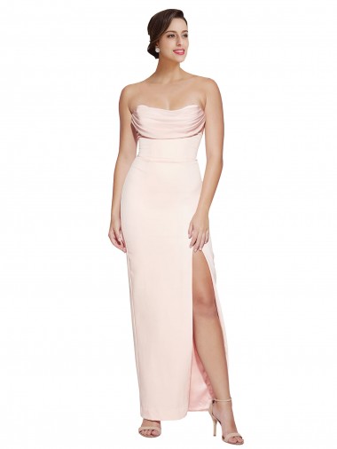 Stretch Satin Cowl Neck Sleeveless Low Back Long Formal Evening Gown / Prom Dress / Bridesmaid Dress Kent