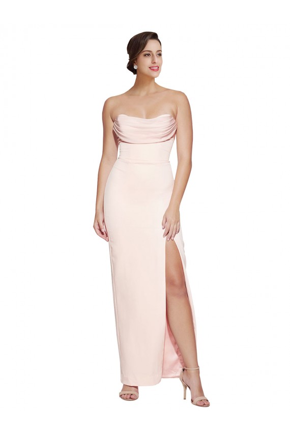 Stretch Satin Cowl Neck Sleeveless Low Back Long Formal Evening Gown / Prom Dress / Bridesmaid Dress Kent