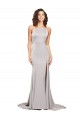 Stretch Satin High Neck Sleeveless Low Back Sweep Train Formal Evening Gown / Prom Dress / Bridesmaid Dress Kent