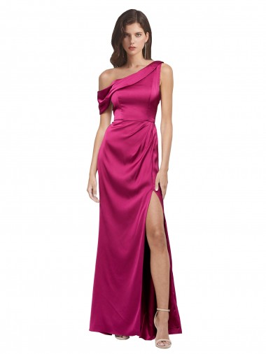 Stretch Satin One Shoulder Sleeveless Long Bridesmaid Dress / Evening Dress Kent
