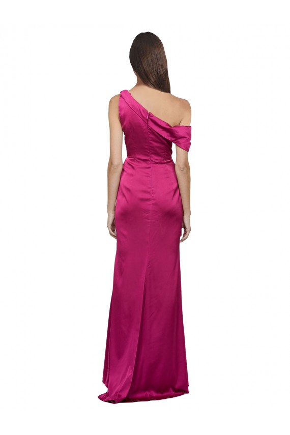Stretch Satin One Shoulder Sleeveless Long Bridesmaid Dress / Evening Dress Kent