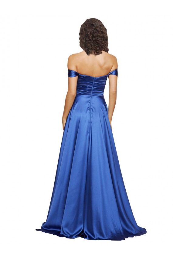 Stretch Satin Off the Shoulder Sleeveless Sweep Train Formal Evening Gown / Prom Dress / Bridesmaid Dress Kent