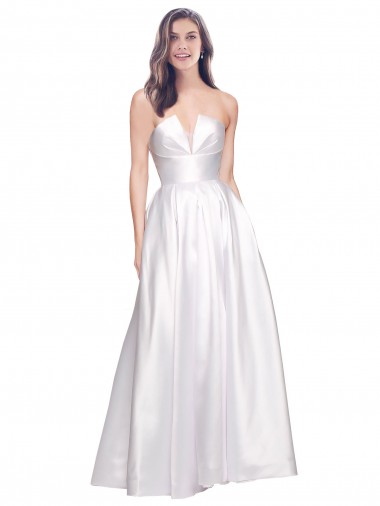 Stretch Satin Strapless Sleeveless Low Back Long Formal Evening Gown / Prom Dress / Bridesmaid Dress Kent