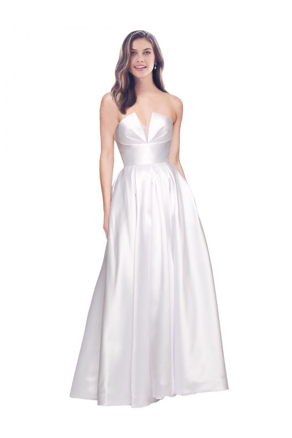 Stretch Satin Strapless Sleeveless Low Back Long Formal Evening Gown / Prom Dress / Bridesmaid Dress Kent