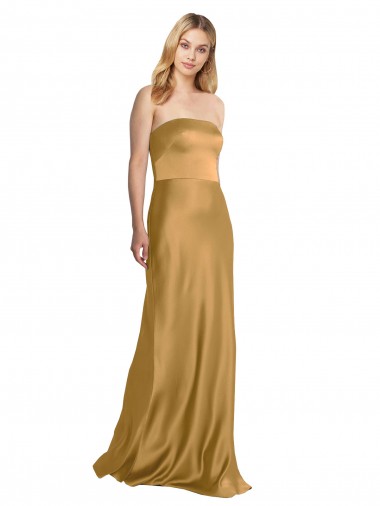 Stretch Satin Strapless Sleeveless Long Formal Evening Gown / Prom Dress / Bridesmaid Dress Kent