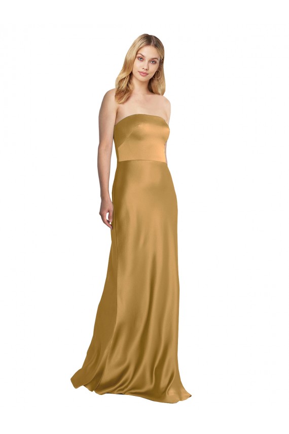 Stretch Satin Strapless Sleeveless Long Formal Evening Gown / Prom Dress / Bridesmaid Dress Kent
