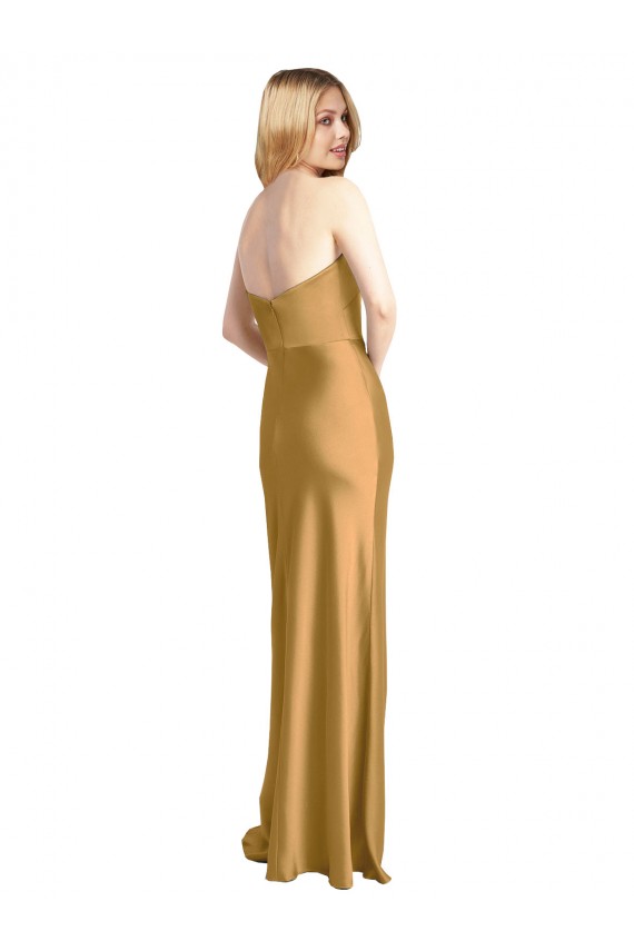 Stretch Satin Strapless Sleeveless Long Formal Evening Gown / Prom Dress / Bridesmaid Dress Kent