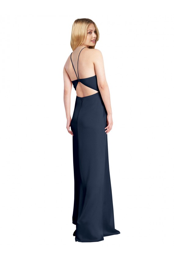 Stretch Satin Halter Neck Sleeveless Open Back Long Formal Evening Gown / Prom Dress / Bridesmaid Dress Kent