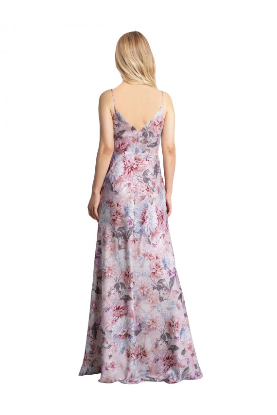 Stretch Satin & Floral Cowl Neck Sleeveless Long Formal Evening Gown / Bridesmaid Dress Kent