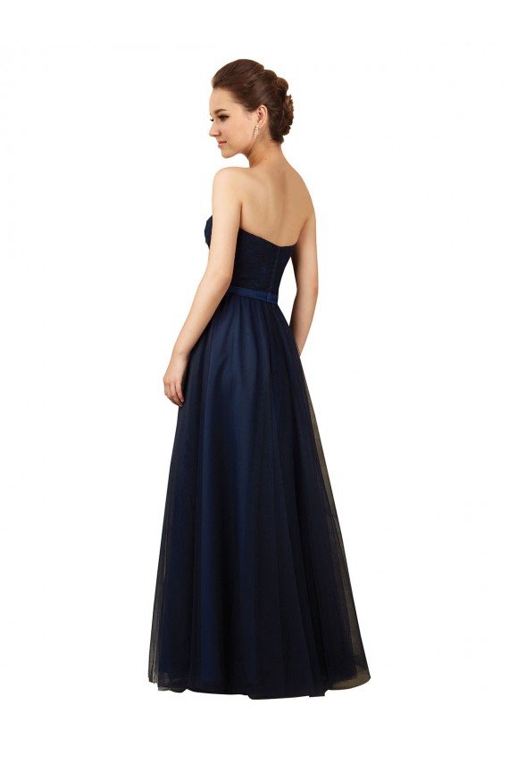Tulle Sweetheart Sleeveless Dark Navy Long Bridesmaid Gown Kent