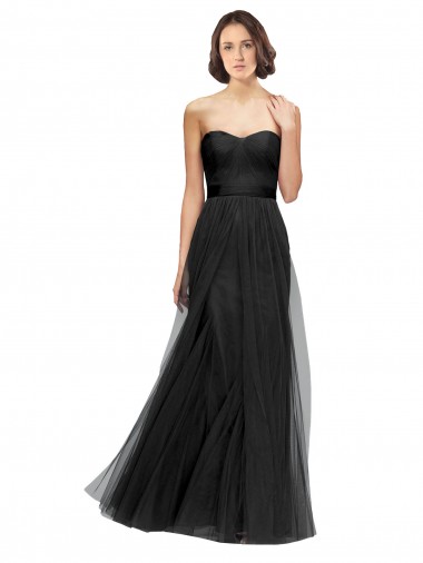 Tulle Sweetheart Sleeveless A-Line Long Bridesmaid Gown Kent