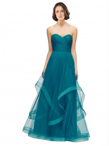 Tulle Strapless Sleeveless Long Bridesmaid Dress Kent