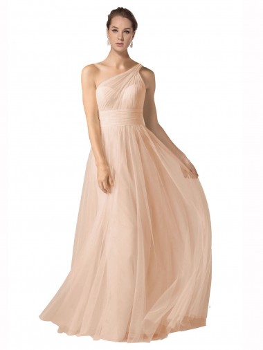Tulle Spaghetti Straps Sleeveless Keyhole Back Long Formal Dress / Bridesmaid Dress Kent