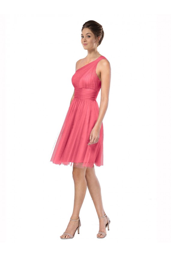 Tulle One Shoulder Sleeveless Long Bridesmaid Dress Kent