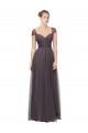 Tulle Sweetheart Cap Sleeves Pewter Long Bridesmaid Dress Kent