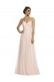 Tulle Spaghetti Straps Sleeveless Pink Long Bridesmaid Dress Kent