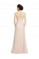 Tulle Spaghetti Straps Sleeveless Pink Long Bridesmaid Dress Kent