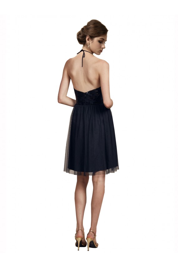 Tulle Halter Neck Sleeveless Knee Length Bridesmaid Gown Kent
