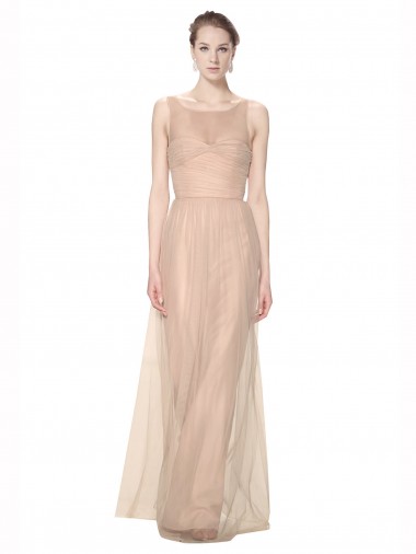 Tulle Illusion Neck Sleeveless Long Bridesmaid Dress Kent