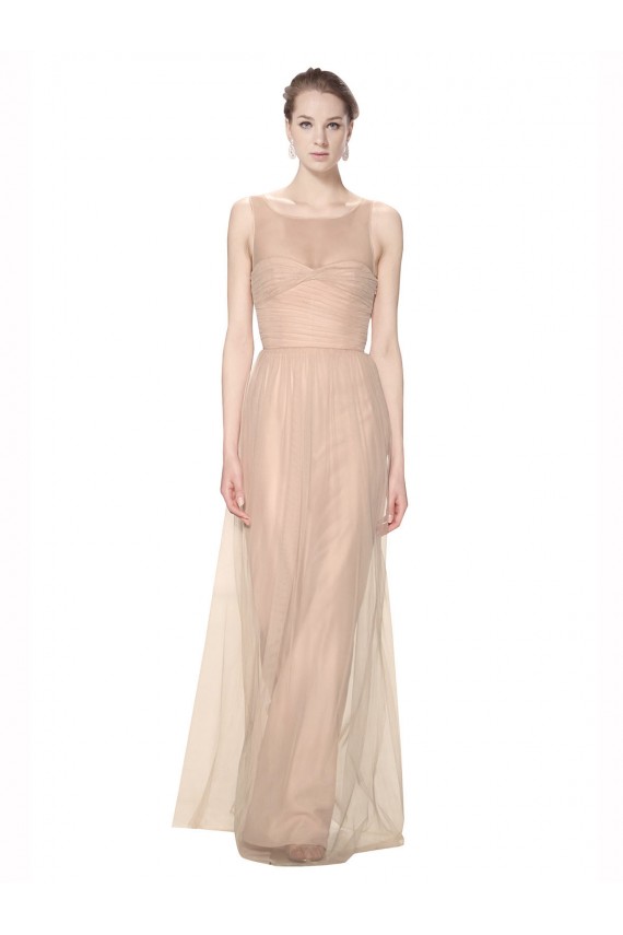 Tulle Illusion Neck Sleeveless Long Bridesmaid Dress Kent