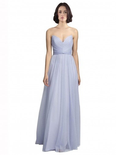 Tulle Spaghetti Straps Sleeveless Lilac Long Bridesmaid Dress Kent