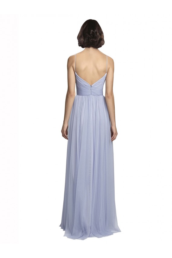 Tulle Spaghetti Straps Sleeveless Lilac Long Bridesmaid Dress Kent