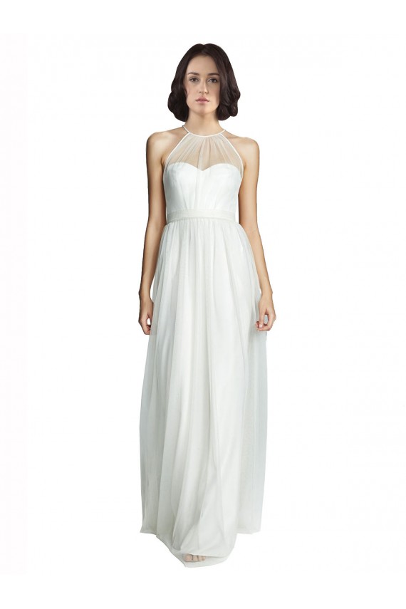 Tulle Halter Neck Sleeveless Long Bridesmaid Dress Kent