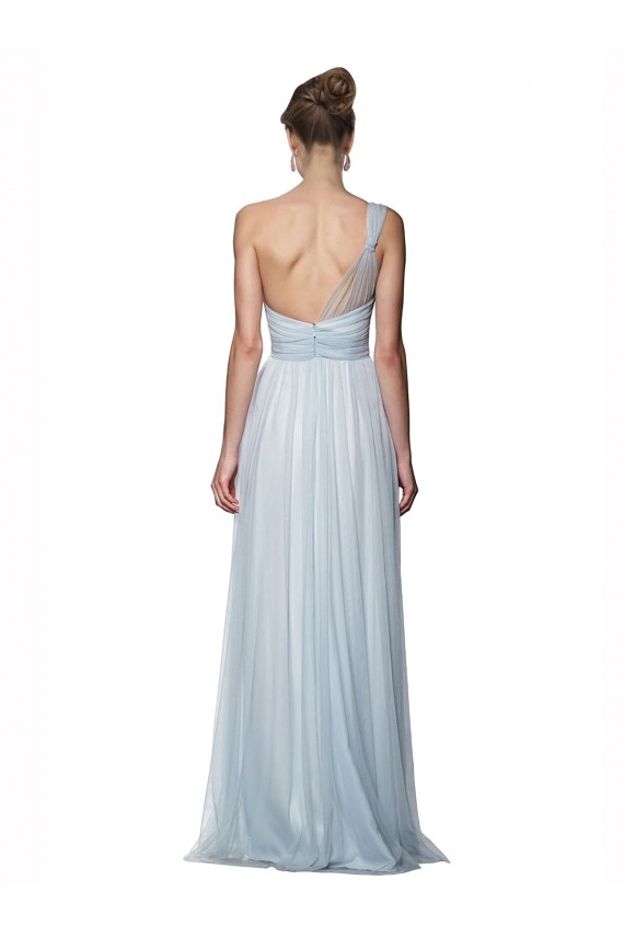 Tulle One Shoulder Sleeveless Mist Long Bridesmaid Dress Kent