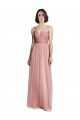 Tulle V-Neck Sleeveless Rose Pink Long Bridesmaid Dress Kent