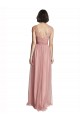 Tulle V-Neck Sleeveless Rose Pink Long Bridesmaid Dress Kent